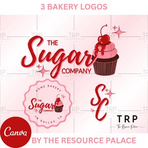 3 Canva Bakery Logos Design Template | Cupcakes, Bake, Home, Sweets, Treats, Baked, Cake, Dessert, Retro | 41925 via The Resource Palace