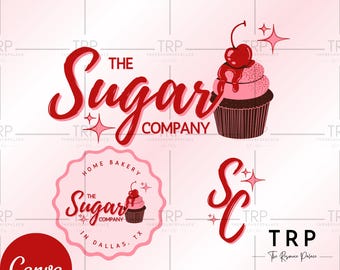 3 Canva Bakery Logos Design Template | Cupcakes, Bake, Home, Sweets, Treats, Baked, Cake, Dessert, Retro | 41925 via The Resource Palace