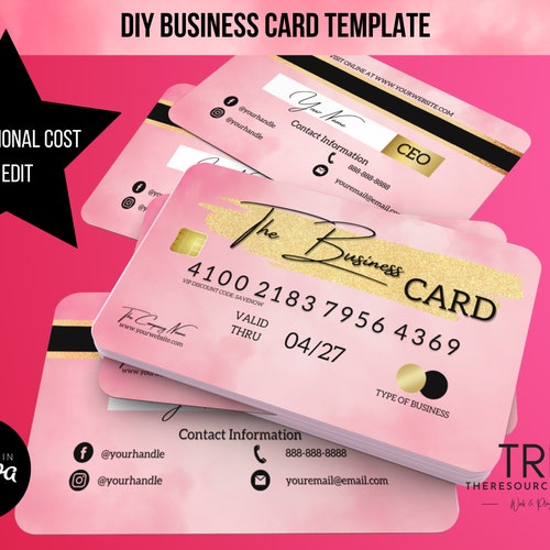 DIY Credit Card Business Cards Canva Template Etsy