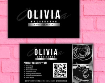 Canva Photography Business Card Template | Photograph, Black and White, Professional, Agent, Office, CEO | 121224 | via The Resource Palace