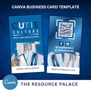 Canvassjabloon voor visitekaartjes Kleding | Mode, kleding, kleding, jeans, blauw, verticaal, vrouwelijk, Amerikaanse maat | 2125| via The Resource Palace