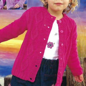 Knitting Pattern PDF Double Knit DK Cardigan Sweater Jumper Girls Kids Childrens Light Worsted