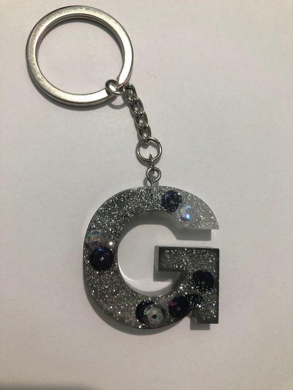 Handmade letter G resin keyring keychain Etsy