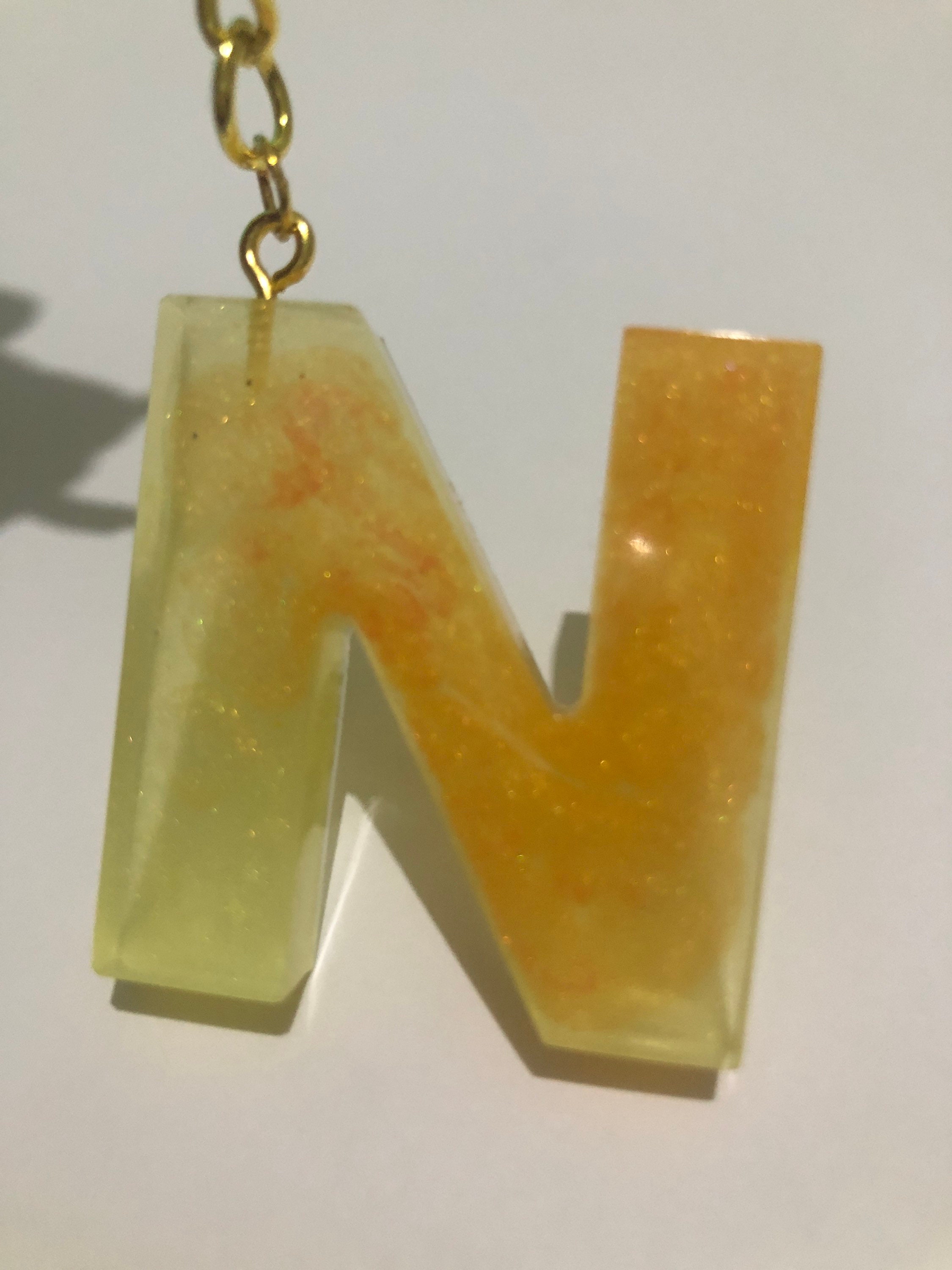 Handmade letter N resin keyring keychain Etsy