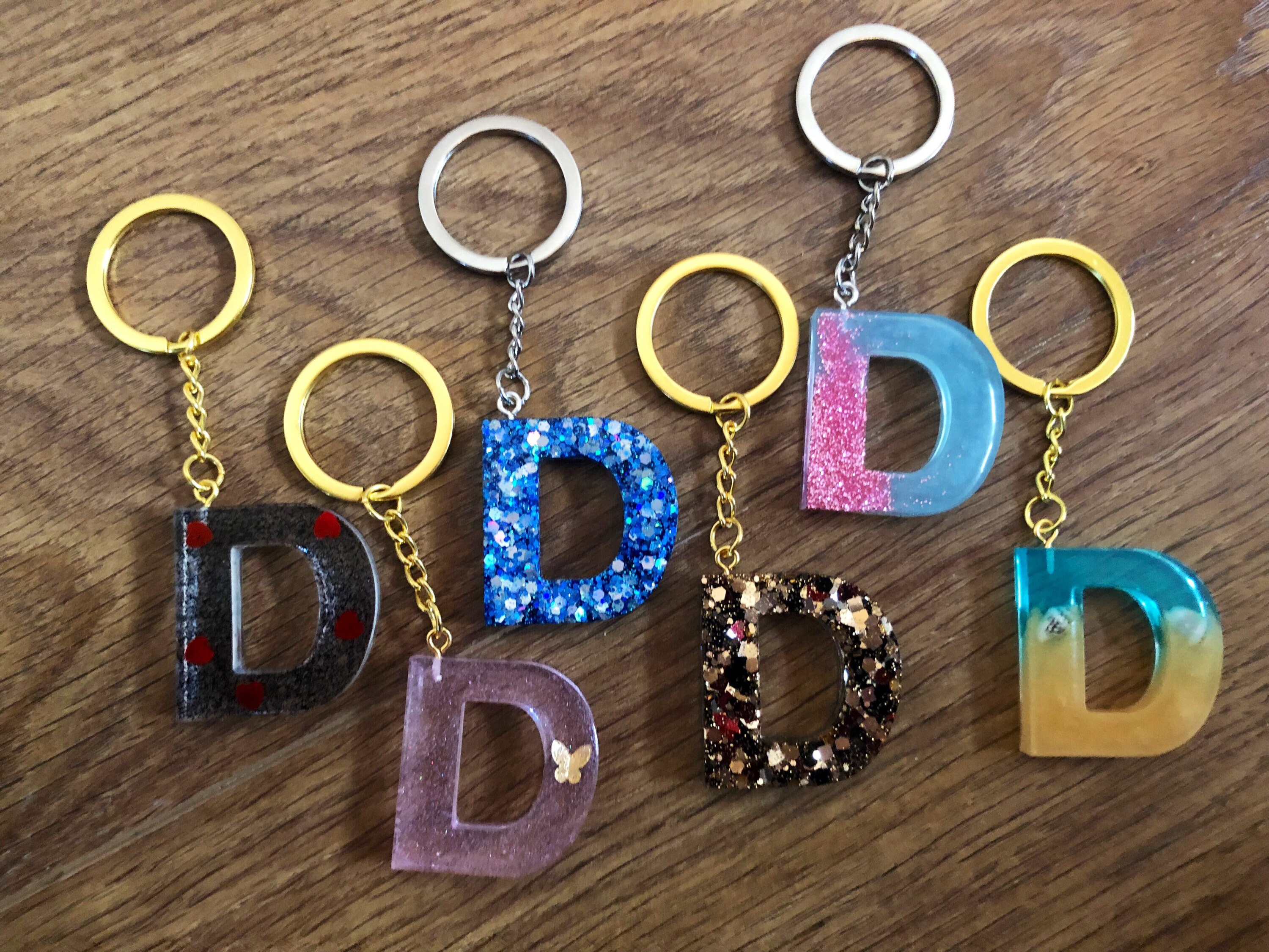 Handmade resin letter D keyring keychain charm Etsy