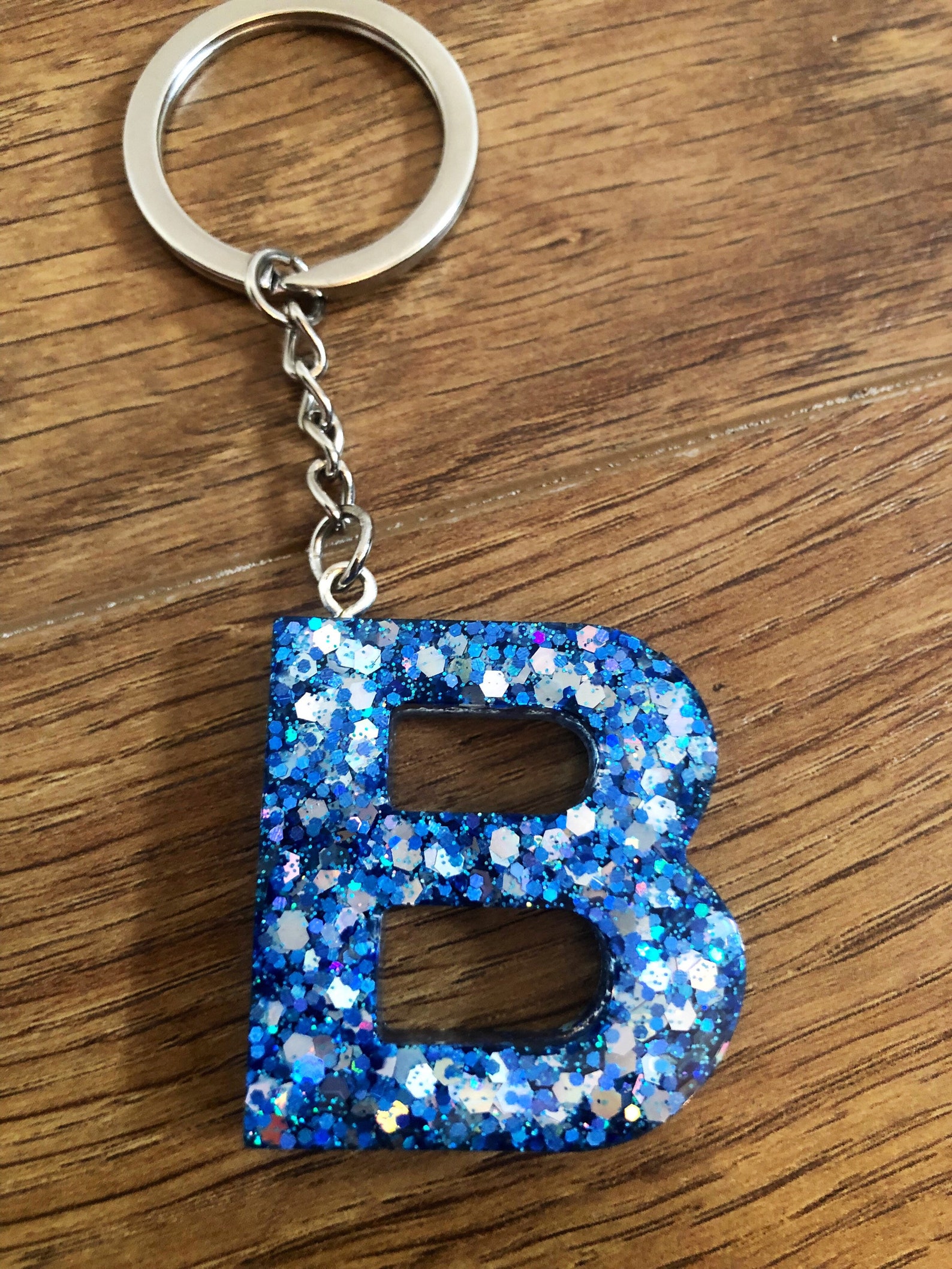 Handmade letter B resin keyring keychain charm Etsy