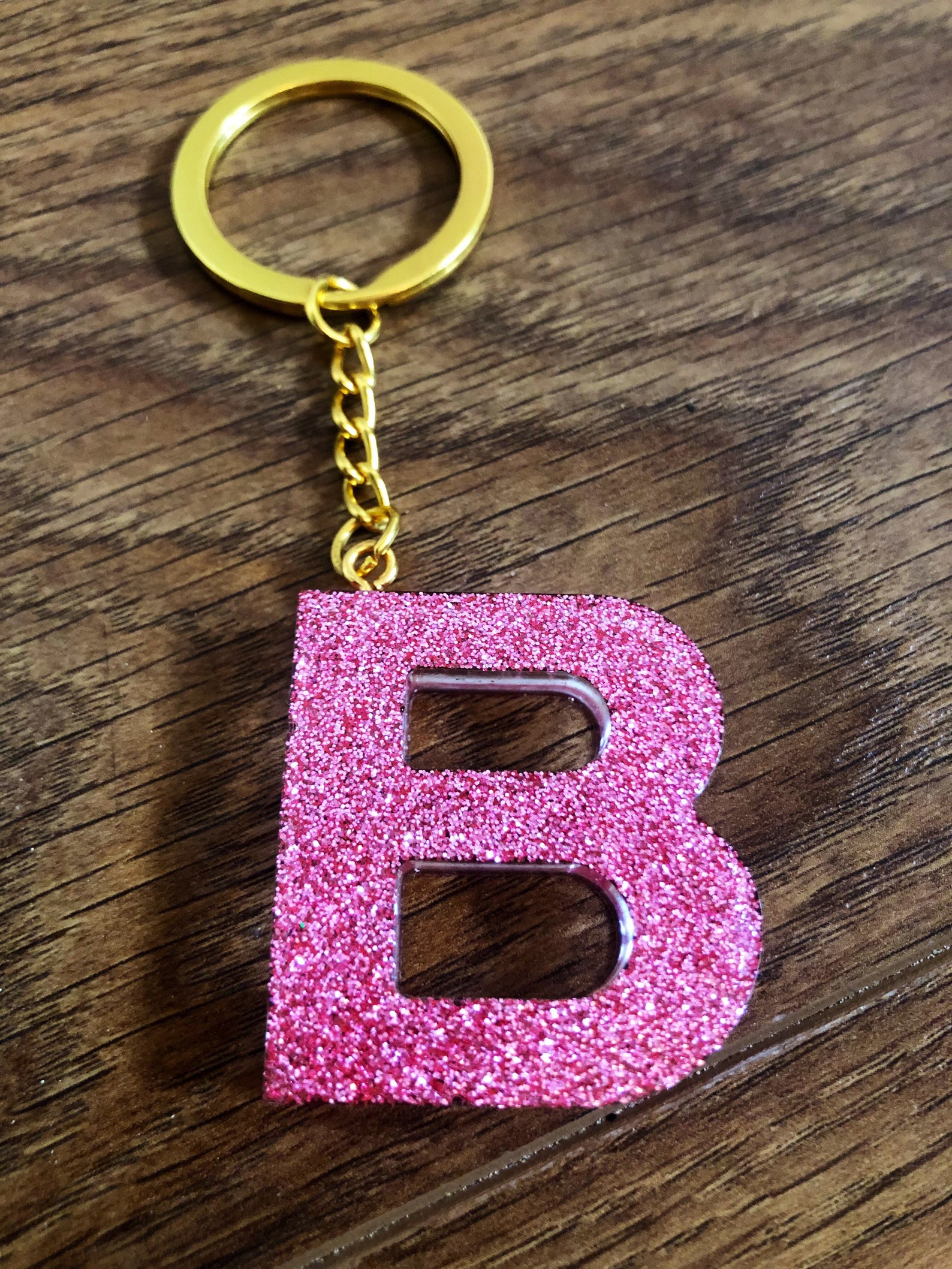 Handmade letter B resin keyring keychain charm Etsy