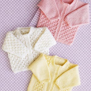 Knitting Pattern PDF Double Knit DK Premature Baby Cardigan Jacket Light Worsted 8 Ply