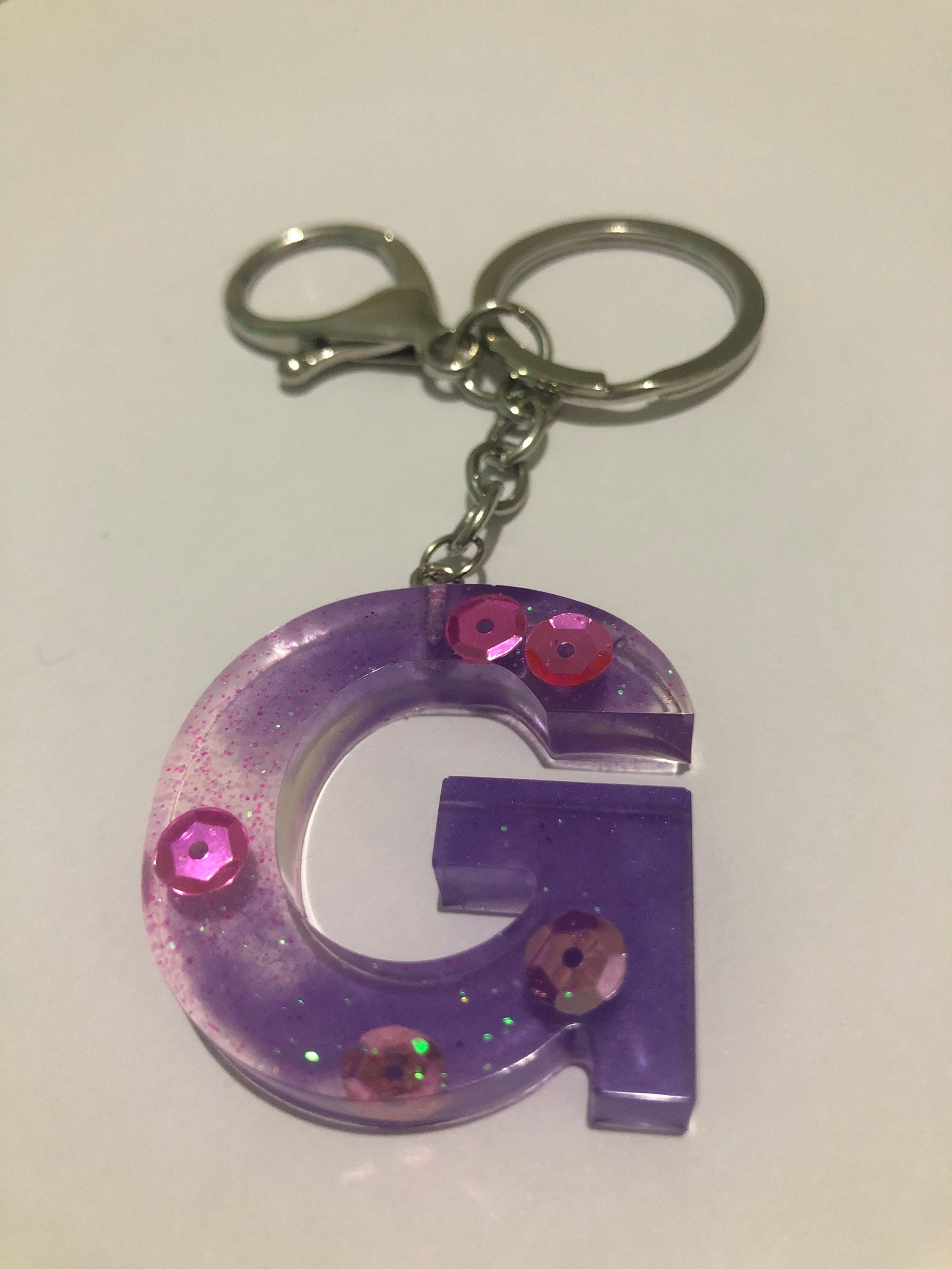 Handmade letter G resin keyring keychain Etsy