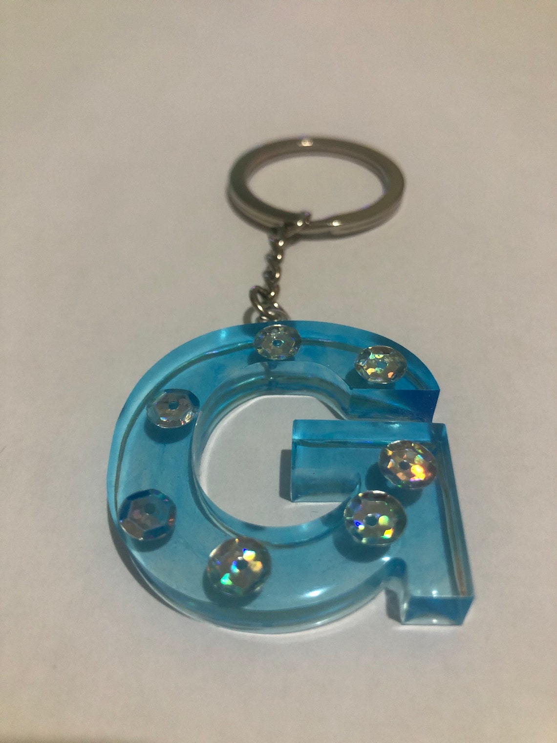 Handmade letter G resin keyring keychain Etsy
