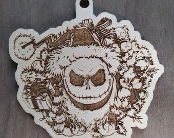 Pesadilla antes de Jack Skellington Corona adorno de madera o imán de nevera