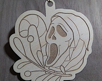 Ghost Face Wood Ornament or Fridge Magnet