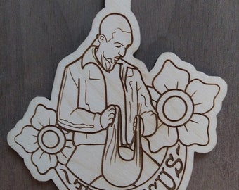 El gran adorno de madera de Lebowski Jesús o imán de nevera