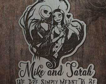 Valentine's Day Jack and Sally Simply Meant to Be Personalized Wood Sign