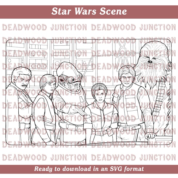 Star Wars Scene | Lando Calrissian | Luke Skywalker | Admiral Ackbar | Princess Leia | Han Solo | Chewy | SVG File