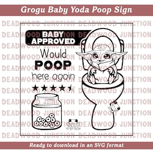 Grogu Baby Yoda haría caca aquí de nuevo Signo de baño Archivo SVG
