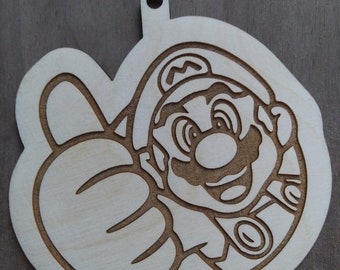 Nintendo Jeu vidéo Mario Wood Ornement ou Aimant de réfrigérateur