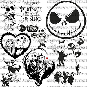 Pesadelo antes do Natal Jack e Sally Jack Skellington Bundle SVG Clipart
