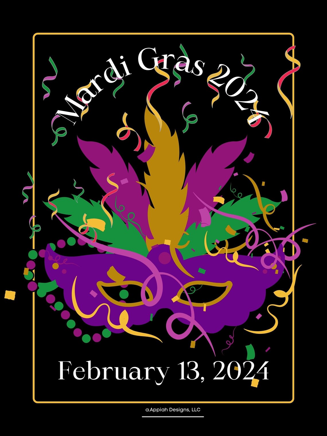 Mardi Gras Wall Art, Mardi Gras Party Supplies, Purple Gold Green