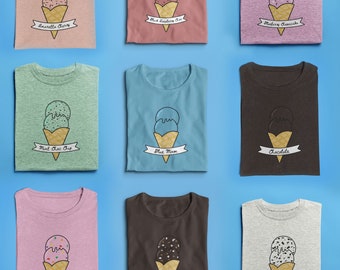 Passende Shirts | Ice Cream Group Tees | Desert Party T-Shirts in Unisex Größen | 13+ Designs wo die Stofffarbe der Geschmack ist