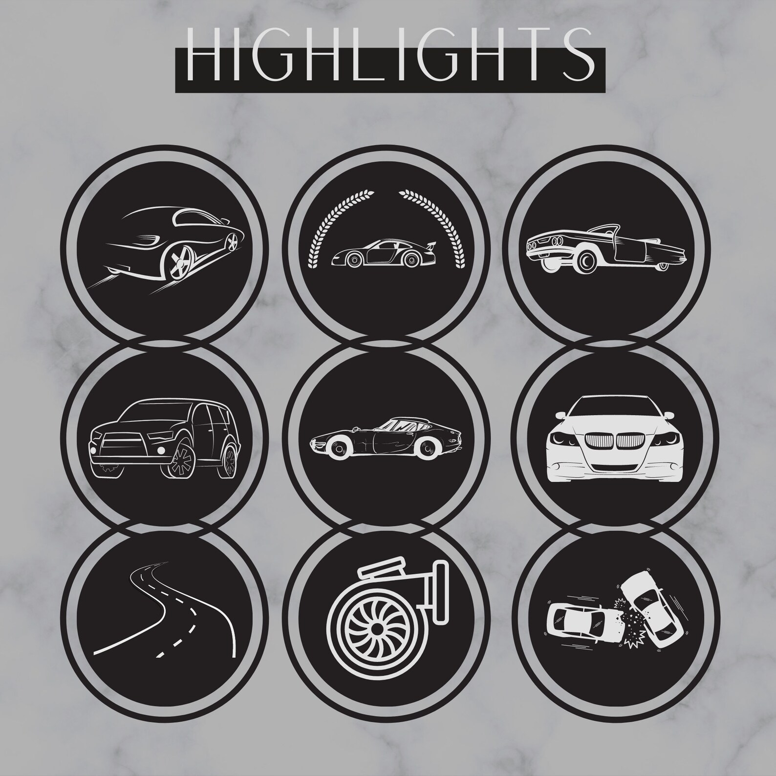 Automotive Instagram Highlight Icons, Car Highlights, Automotive Icons for Social Media, Black