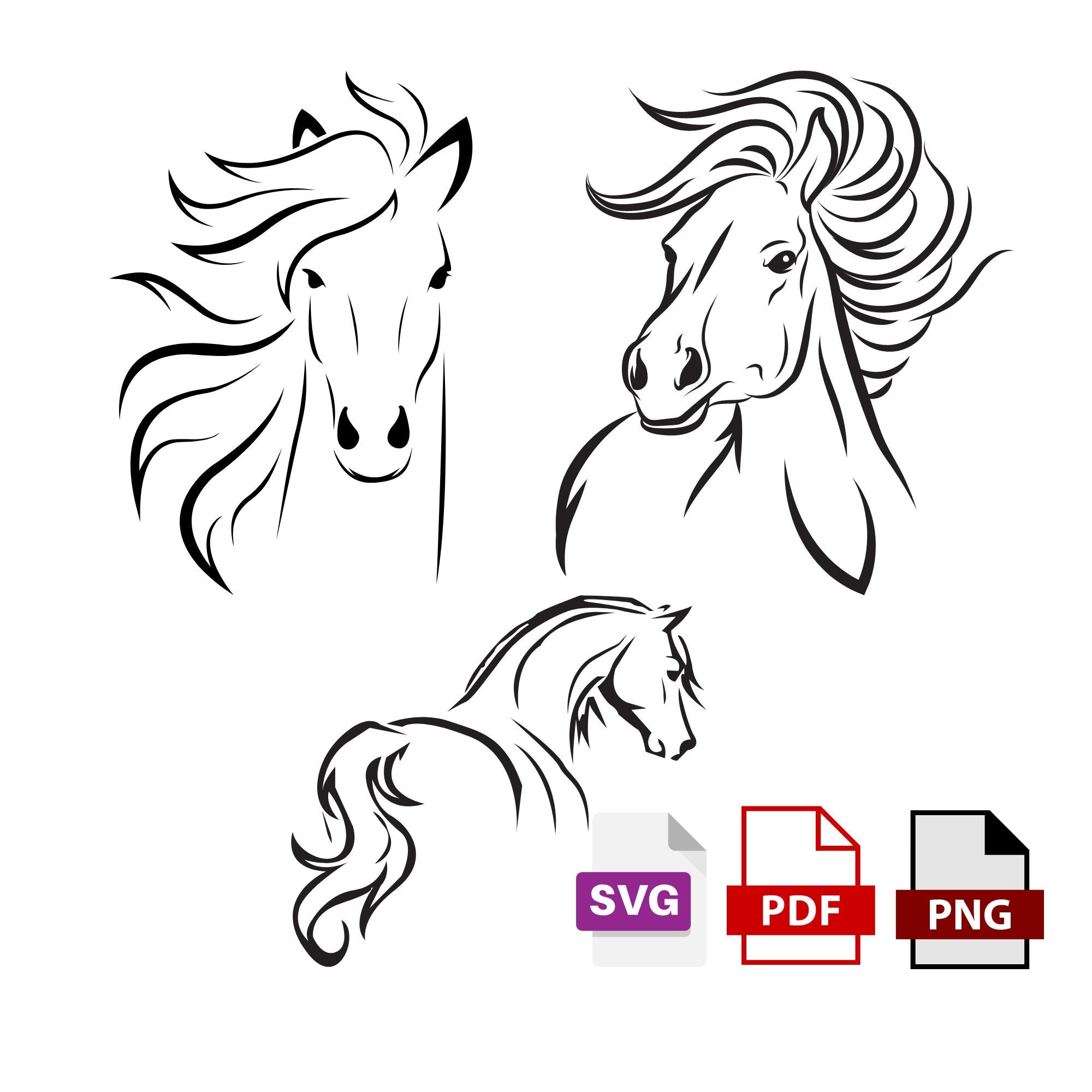 Silhouette Tete De Cheval A Imprimer 3 Icône de cheval Tête de cheval svg Téléchargement - Etsy Canada