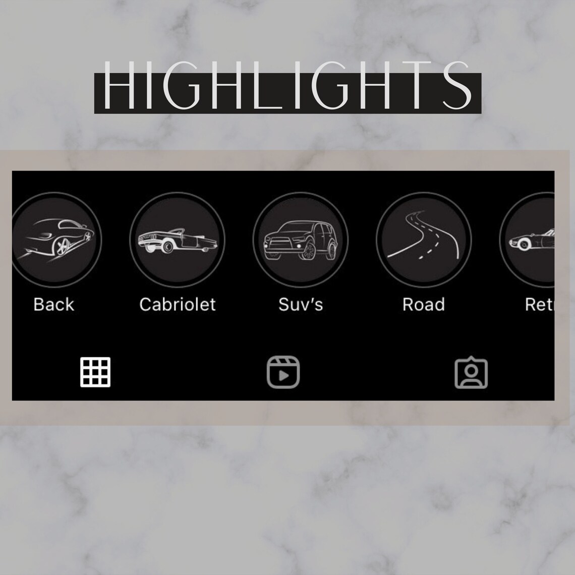 Automotive Instagram Highlight Icons, Car Highlights, Automotive Icons