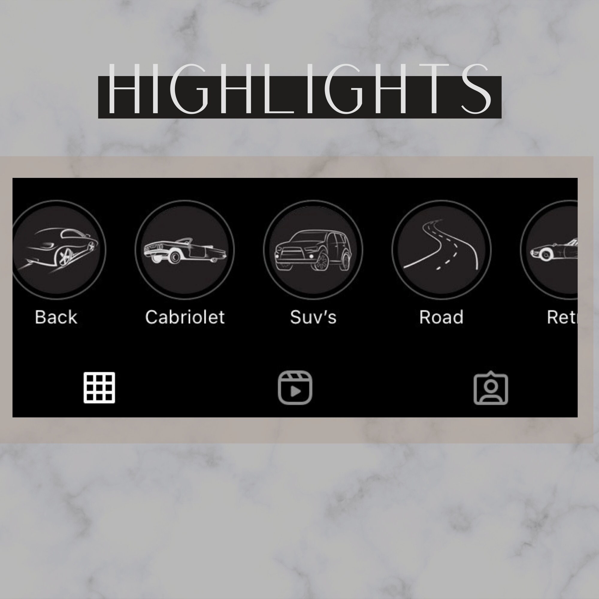 Automotive Instagram Highlight Icons, Car Highlights, Automotive Icons