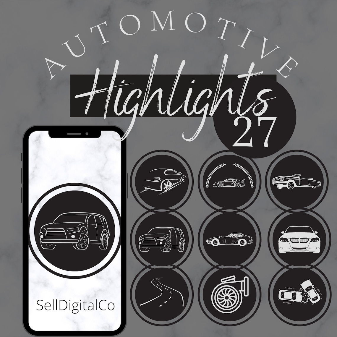 Automotive Instagram Highlight Icons, Car Highlights, Automotive Icons