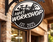 Personalized Workshop Metal Sign | Custom Shop Name Sign | Garage Workshop Decor | Woodworking Shop Sign | Man Cave Wall Decor