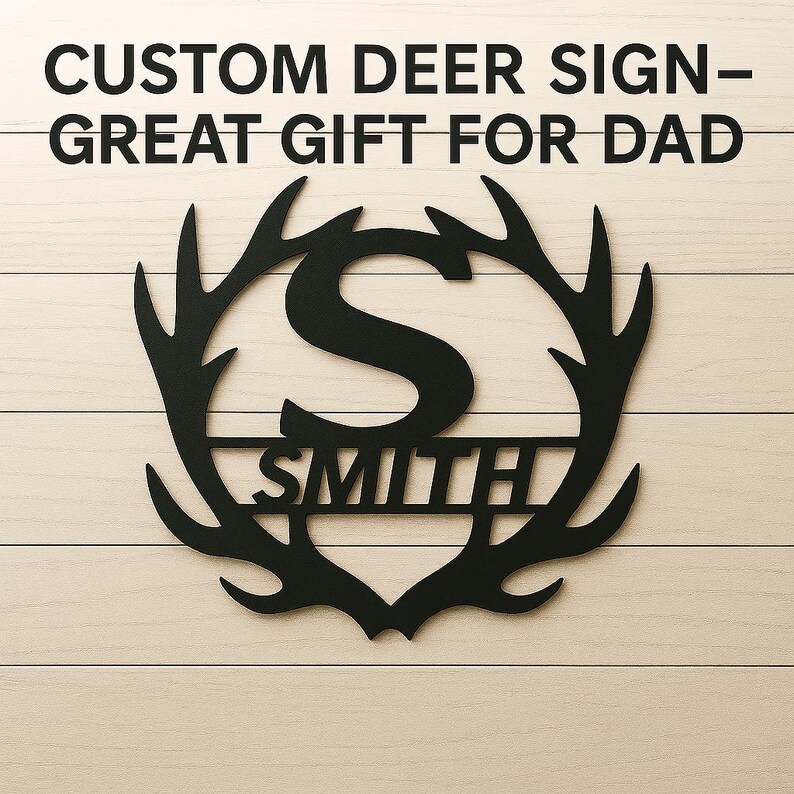 Personalized Antler Monogram Metal Sign – Custom Deer Name Wall Decor ...