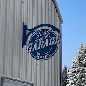 Personalized Hanging Garage Sign Metal Steel, Fathers Day gift, Large Metal Wall Art, Automotive Decor, Car Guy Gifts, Car Enthusiast Art