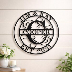 Personalized Family Name Metal Sign | Custom Last Name Sign | Established Date Wall Decor | Farmhouse Metal Wall Art | Housewarming Gift