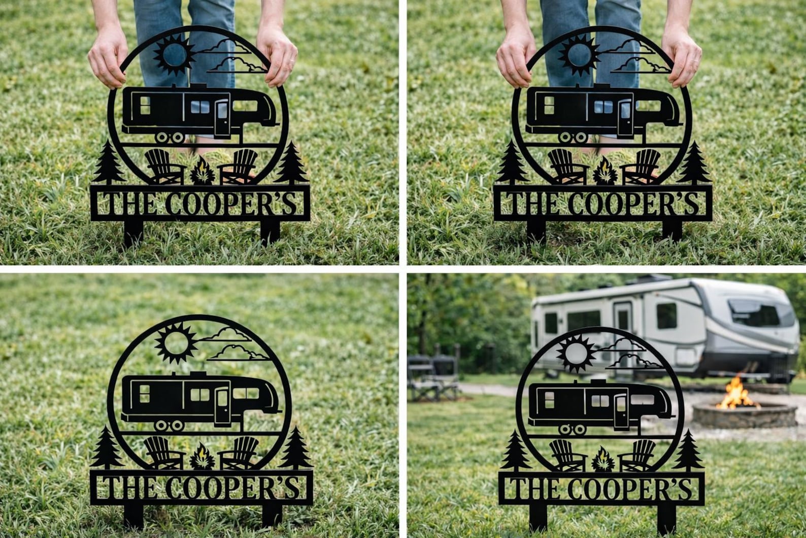 Personalized Fifth Wheel Camping Sign – Custom Family Name Metal Yard ...