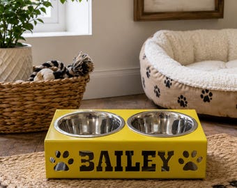 PERSONALIZED Small Dog Cat Pet Bowl Custom Metal Puppy Dish Shih Tzu French Bulldog Gift Food Water Handmade Bowls Kitten Owner Gifts Ideas