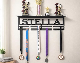 Custom Medal and Trophy Shelf | Personalized Sports Display | Metal Athlete Award Hanger | Gift for Athlete | CNC Plasma Cut Sign