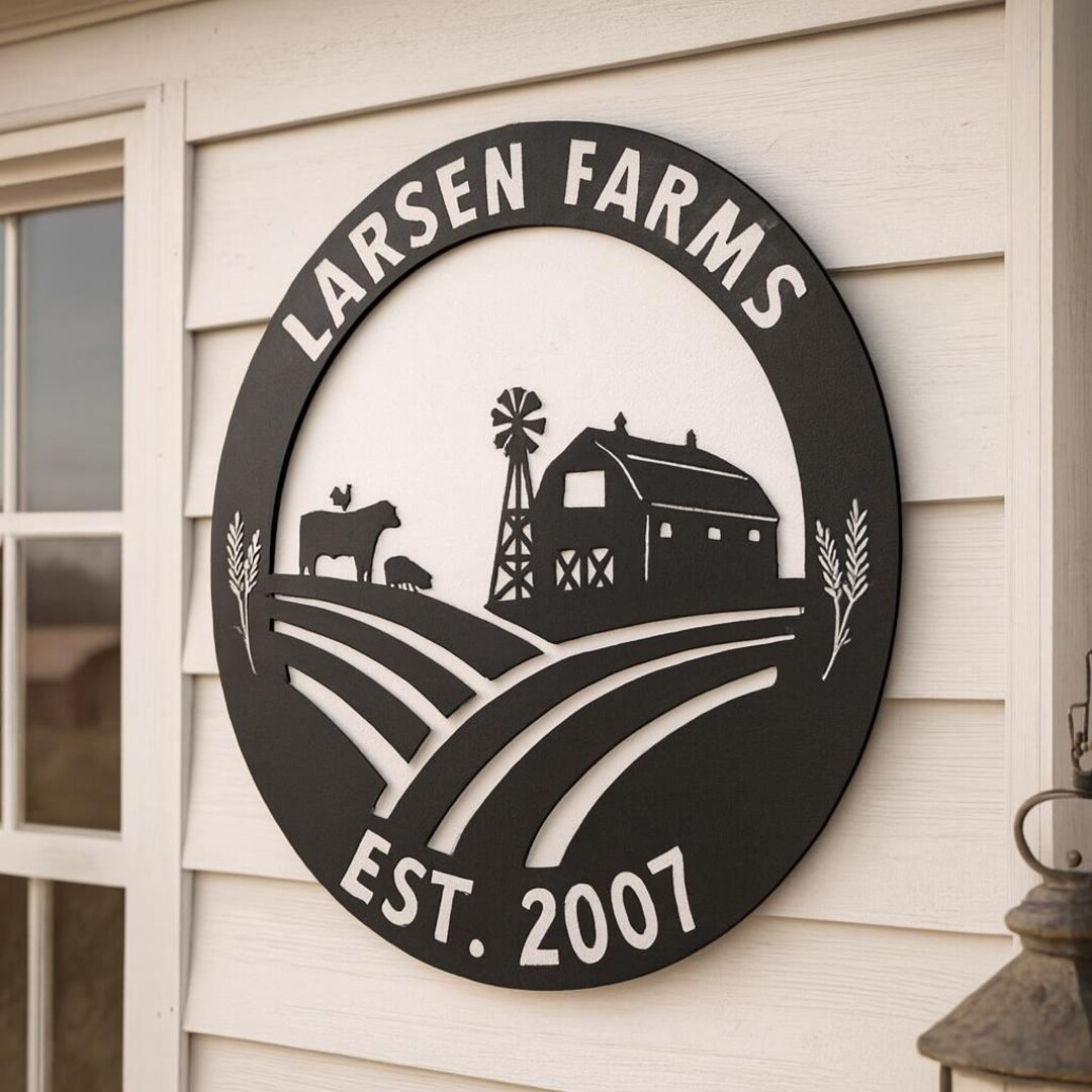 Personalized Farm Sign – Custom Metal Barn Decor, 24" Round, Family ...