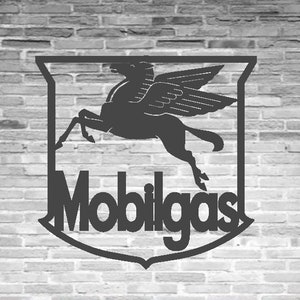 MobilGas Sheild Vintage Oil Gas Pump Metal Sign Mobil Gas Antique Advertising Rustic Garage Decor Mechanic Gifts Mancave Shop Sign Artwork