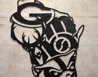 Wisconsin Sports Fan Metal Wall Art | Man Cave Decor