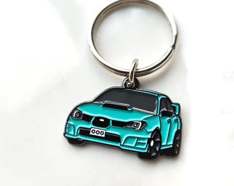 MINTY HAWKEYE - Subaru Keychain -  Hawkeye Sti GD Wrx Enamel Keychain - Teal Sakura Keychain - Mint Auto Keychain - Subie Keychain - Cars