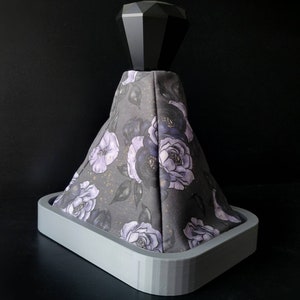 AKARUI - Dark Purple Flower Shift Boot- Midnight Floral Garden Universal Shift Boot - Handmade Shift Boot Cover - Subaru Honda Toyota