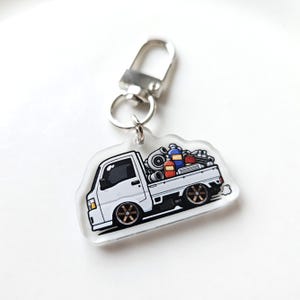 OVRNITE - Camion de livraison de pièces détachées en provenance du Japon - Porte-clés de pièces détachées Turbo - Porte-clés de voiture JDM - Cadeau pour amateur de voiture - Cadeau pour garagiste - Subaru