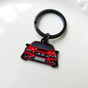 SLAMMED Subaru Wrx Sti Black & Red Enamel Car Keychain - Subaru Wrx Keychain - Red Wrx Sti Keychain - Subie Keychain - Automotive Gifts