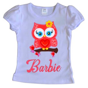 Owl Heart Love Appliqué Embroidery Shirt or Bodysuit
