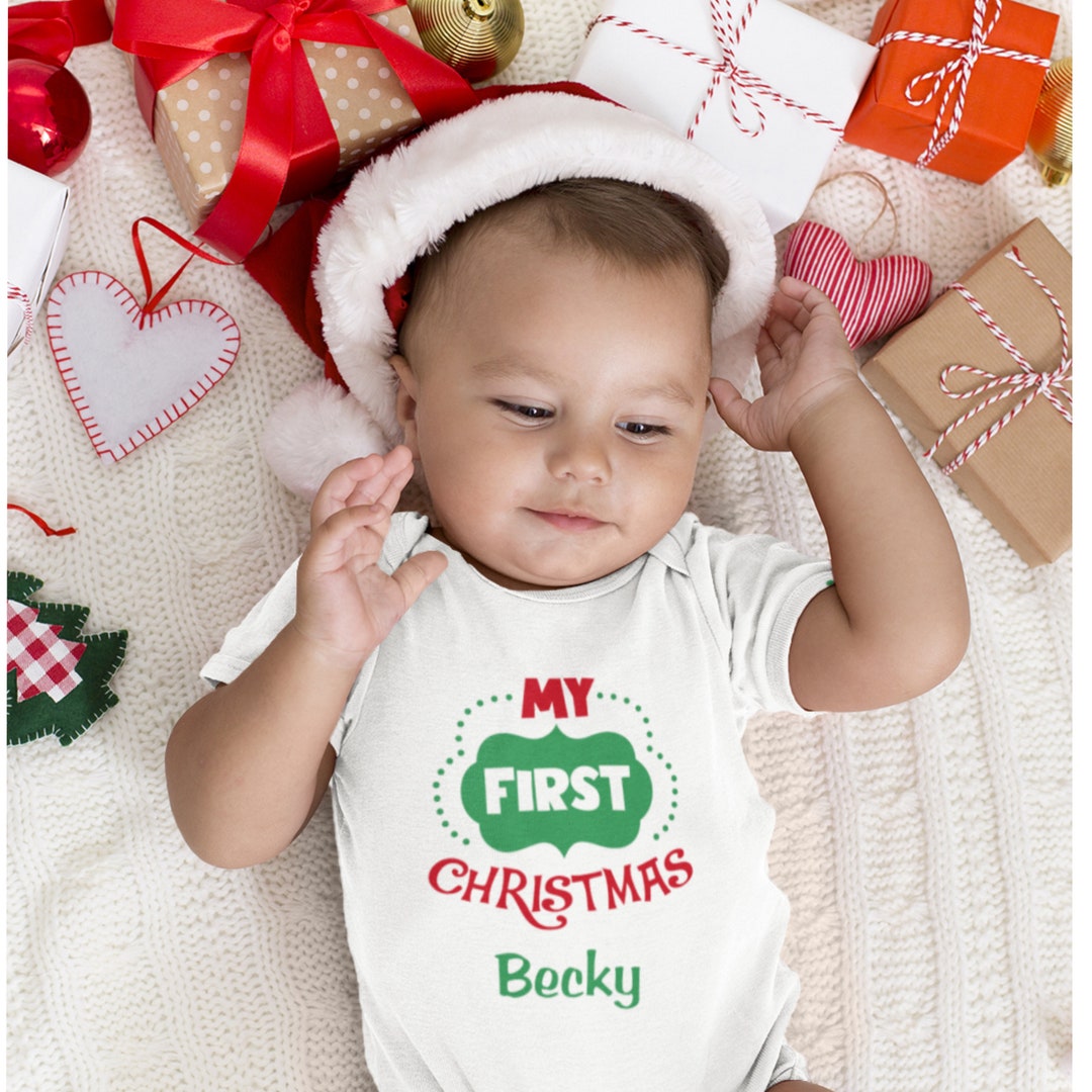 My First Christmas Baby Bodysuit PERSONALIZED 1st Baby Girl Etsy.de
