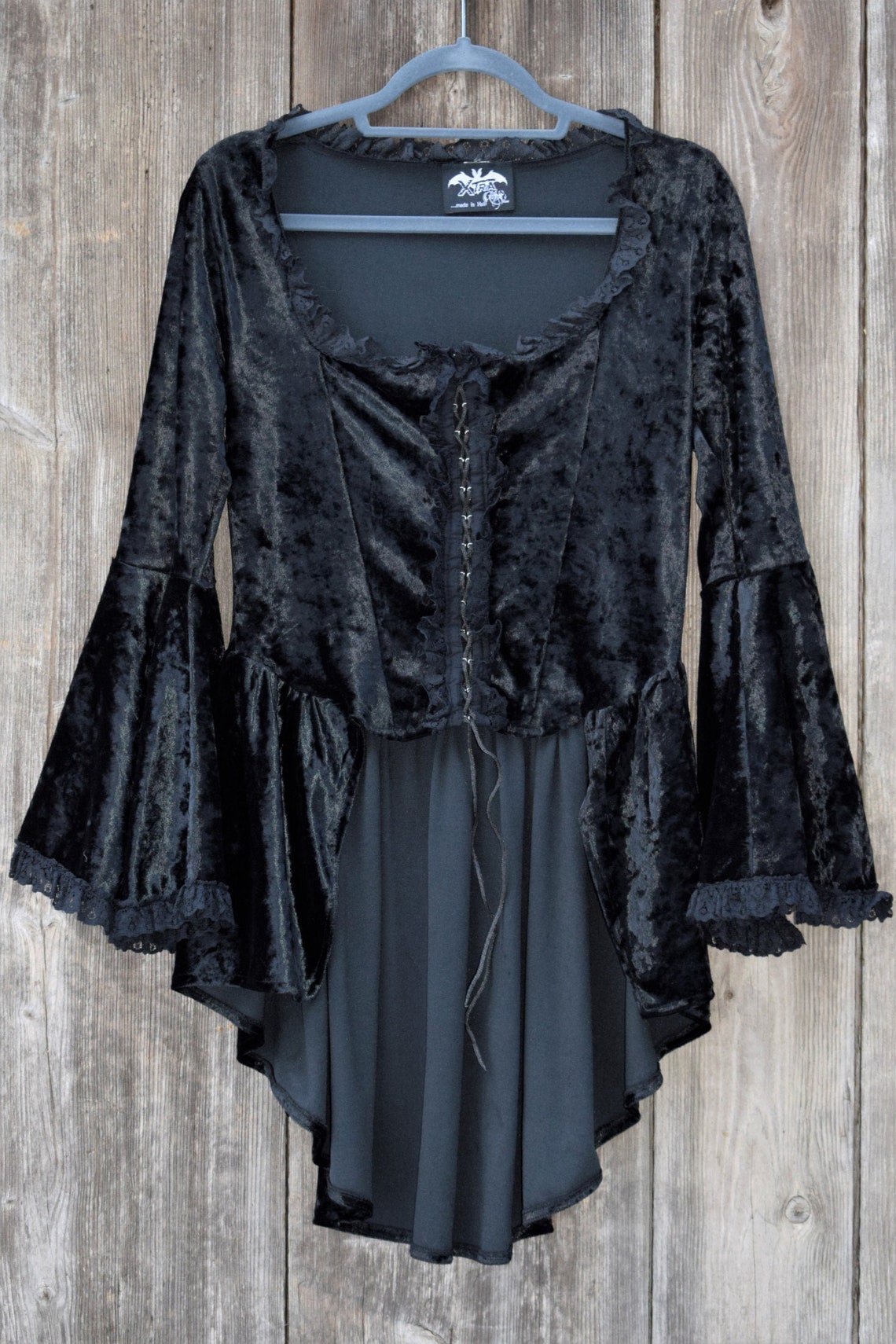 XtraX Gothic Fashion Victorian Blouse Tailcoat Velvet Lace