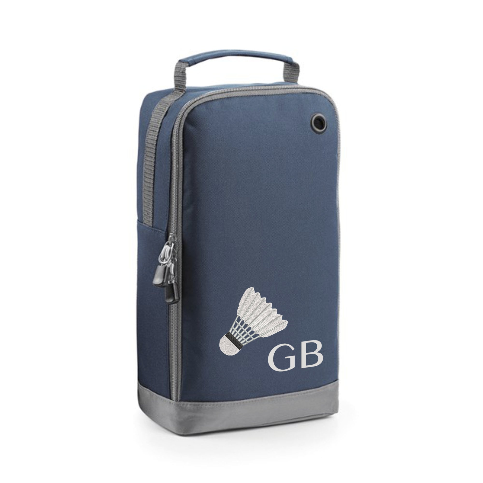Badminton Shoe Bag Personalised With Embroidered Initials - Monogrammed Badminton Logo