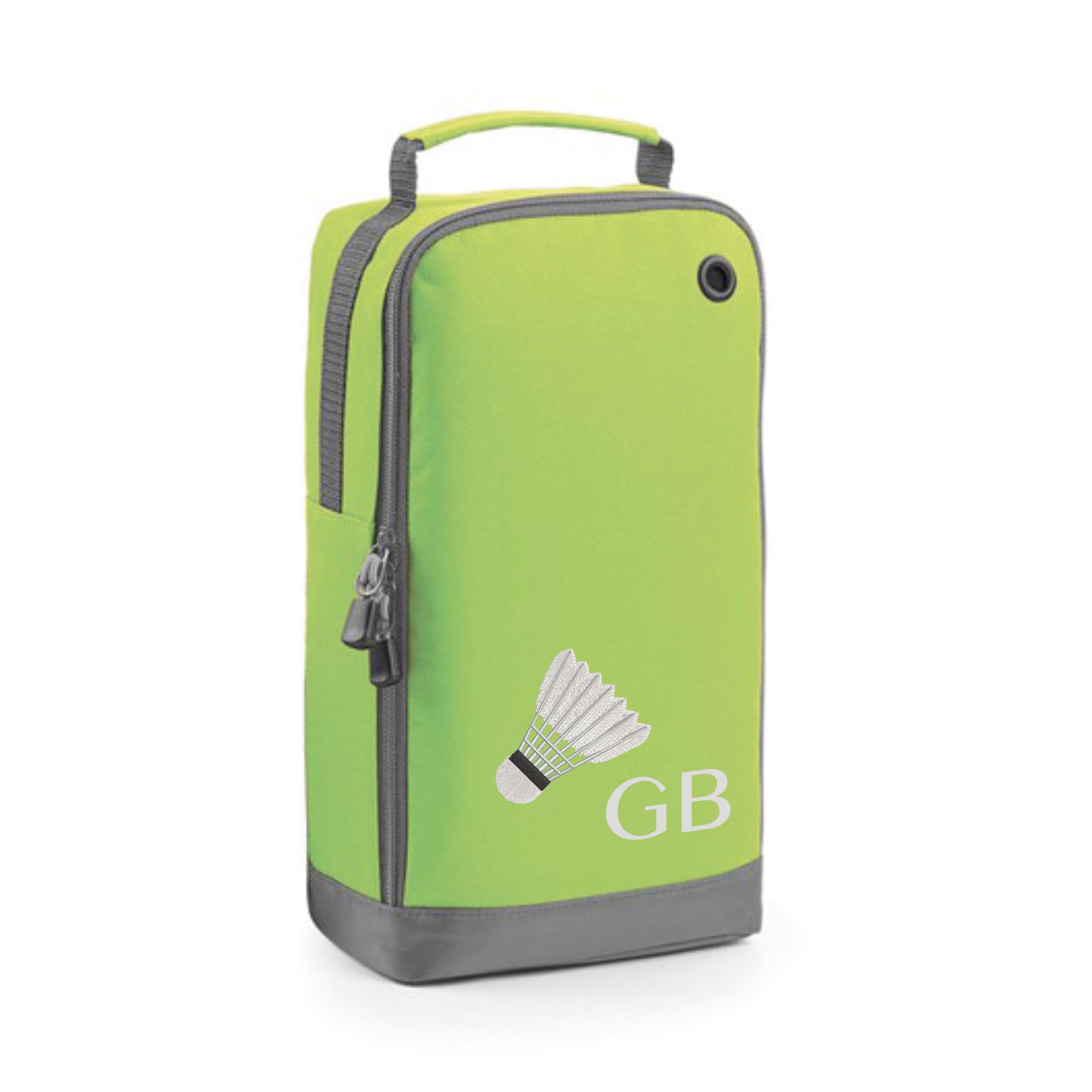 Badminton Shoe Bag Personalised With Embroidered Initials - Monogrammed Badminton Logo