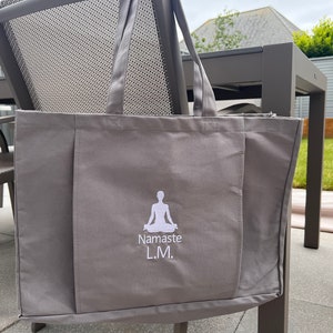 Personalised Embroidered EarthAware® Organic Yoga Tote with yoga mat sleeve. Free P&P
