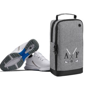 Golf Shoe Bag Personalised With Embroidered Initials Monogrammed Golf Clubs Logo Grey Marl
